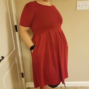 Lularoe Amelia, red and black chevron, L
